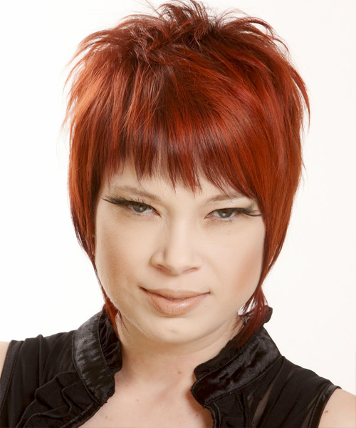 Short Wispy Modern Hairstyle With Bright Red Color