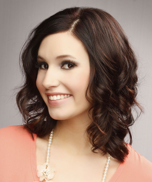 Medium Dark Brunette Casual Waves - side view