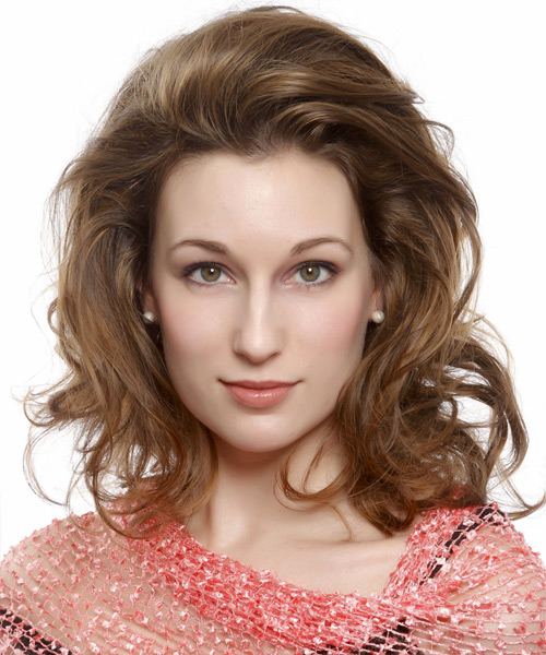 Medium Wavy   Light Caramel Brunette  Hairstyle