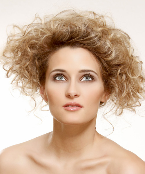 Half Up Half Down Curly Hairstyle With Blonde Highlights