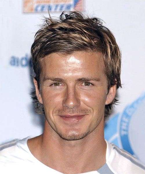 David Beckham Short Hairstyle With Blonde Highlights