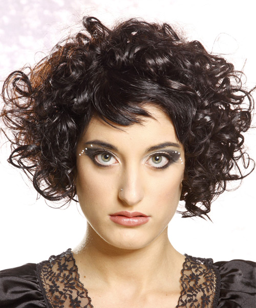 Short Black Hairstyle With Messy Curls