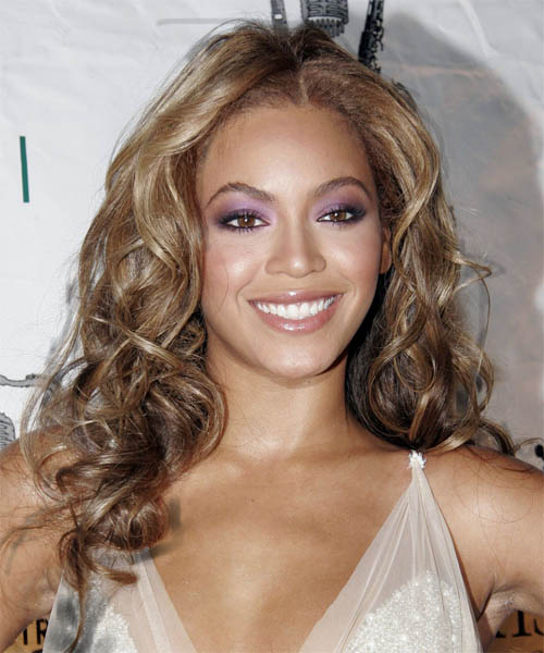 Beyonce Knowles Long Curly    Caramel Brunette   Hairstyle