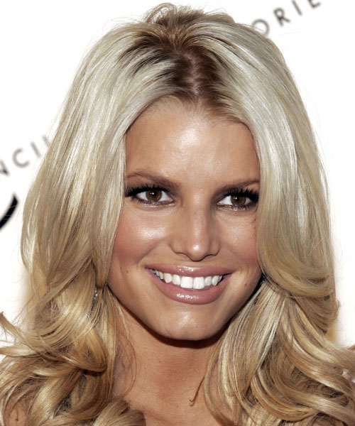 Jessica Simpson Long Wavy   Light Champagne Blonde   Hairstyle