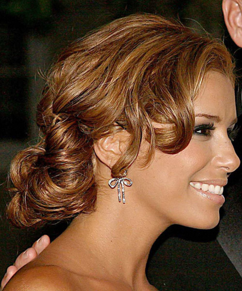Eva Longoria Parker  Long Curly   Light Auburn Brunette  Updo Hairstyle - side view