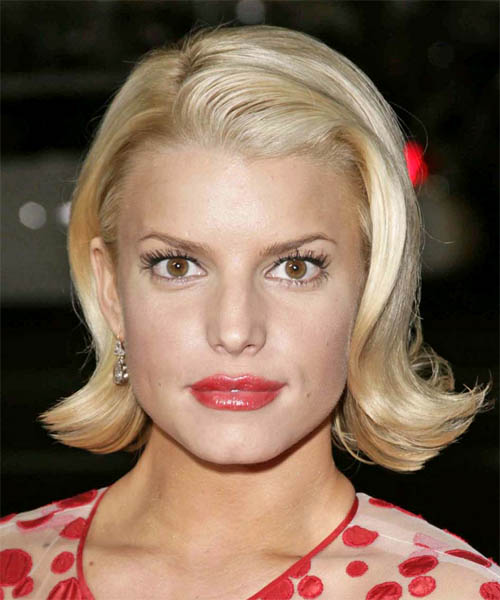 Jessica Simpson Medium Straight   Light Golden Blonde Bob  Haircut