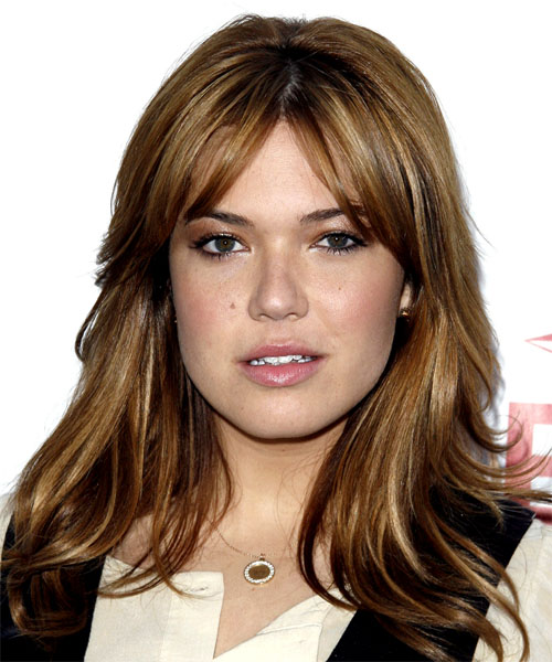 Mandy Moore Long Straight   Light Brunette   Hairstyle with Layered Bangs