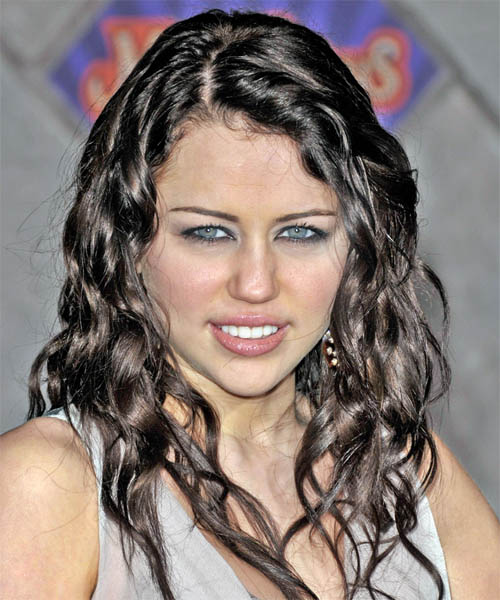 Miley Cyrus Long Curly   Black    Hairstyle