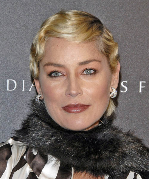 Sharon Stone Short Wavy     Hairstyle