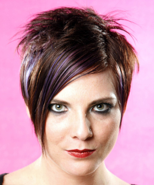 Short And Sleek Mocha Hairstyle With Messy Top