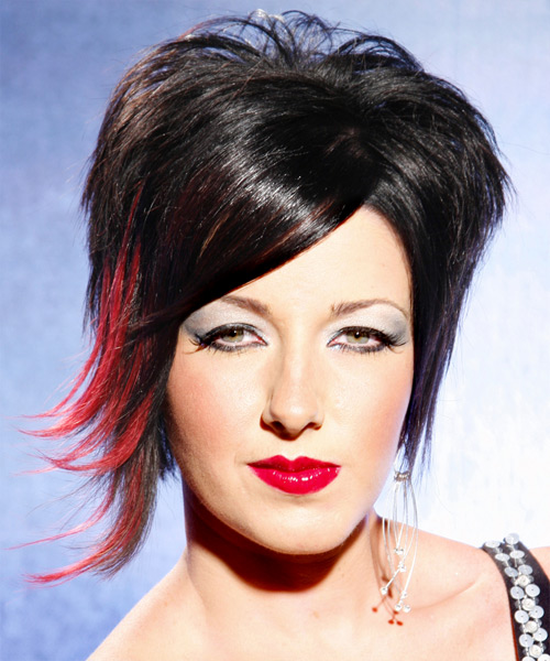 Short Asymmetrical Bright Black Haircut