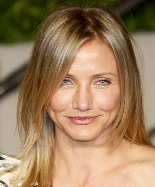 Cameron Diaz Long Straight   Dark Blonde   Hairstyle   with Light Blonde Highlights