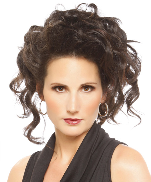 Medium Curly   Dark Brunette Updo Hairstyle