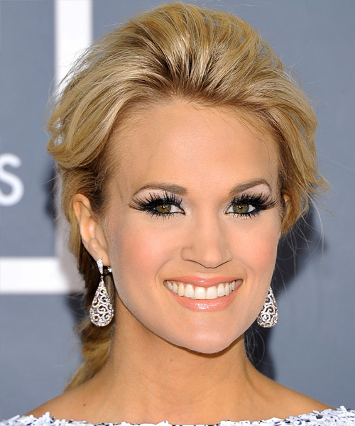 Carrie Underwood  Long Straight    Golden Blonde  Updo Hairstyle