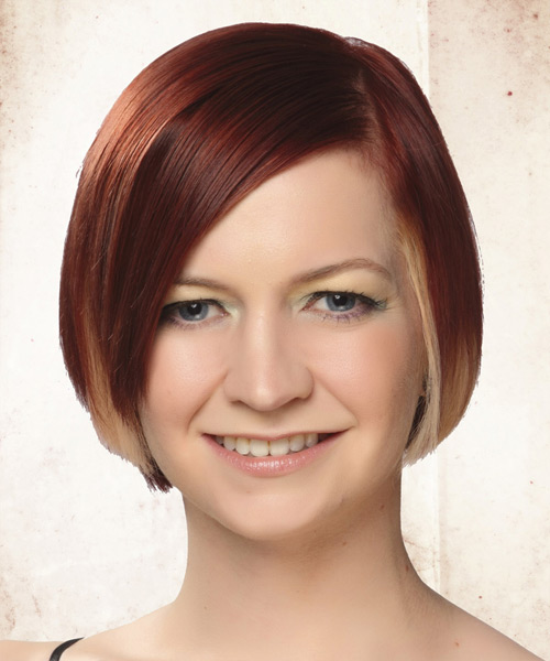Short Sleek Hairstyle With Light Blonde Highlights
