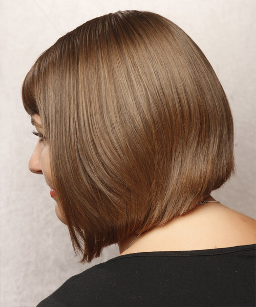 Medium Straight   Light Chestnut Brunette  Hairstyle with Side Swept Bangs - side view