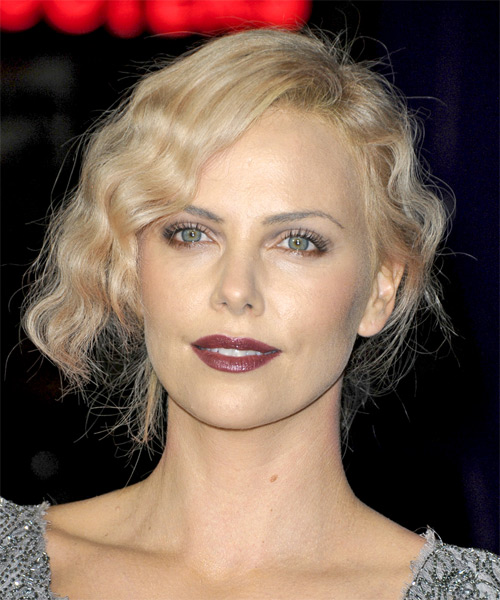 Charlize Theron  Medium Curly    Updo Hairstyle