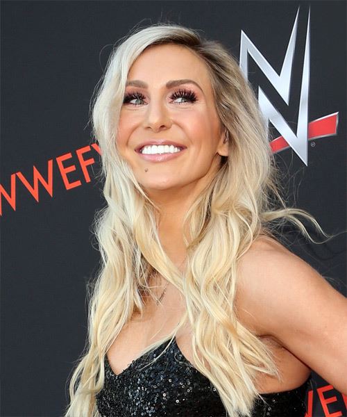 Charlotte Flair Long Wavy    Hairstyle with Side Swept Bangs - side view