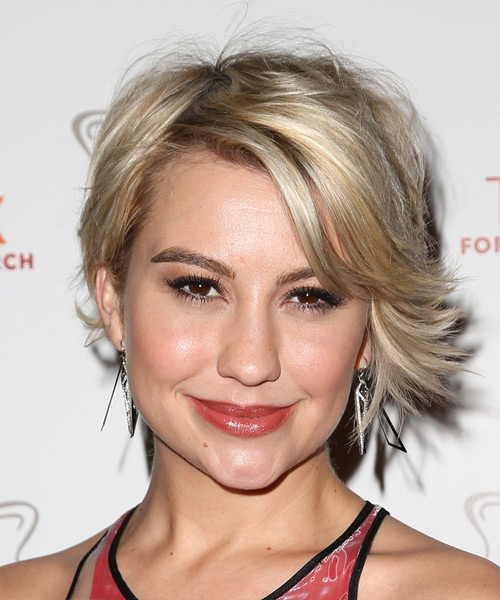 Chelsea Kane Short Straight    Blonde   Hairstyle with Side Swept Bangs  and Light Blonde Highlights