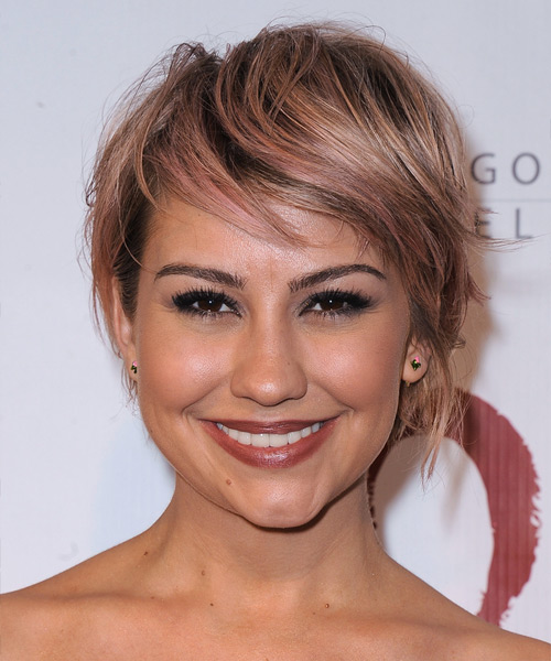 Chelsea Kane Short Straight   Pink    Hairstyle with Side Swept Bangs