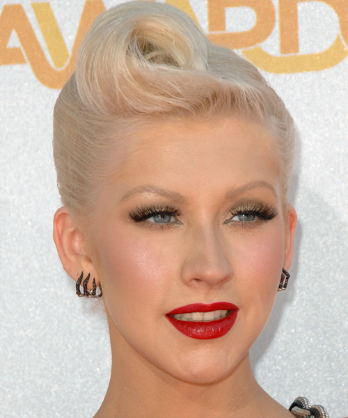 Christina Aguilera  Medium Curly    Updo Hairstyle