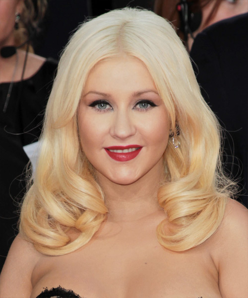 Christina Aguilera Long Straight   Light Platinum Blonde   Hairstyle
