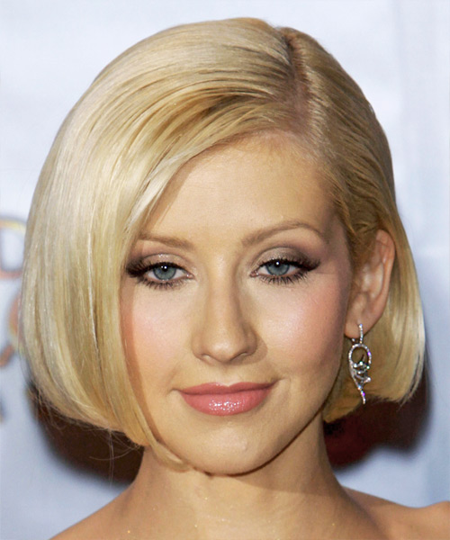 Christina Aguilera Medium Straight   Bob  Haircut