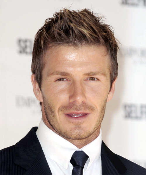 David Beckham Short Brown Hairstyle with Dark Blonde Highlights