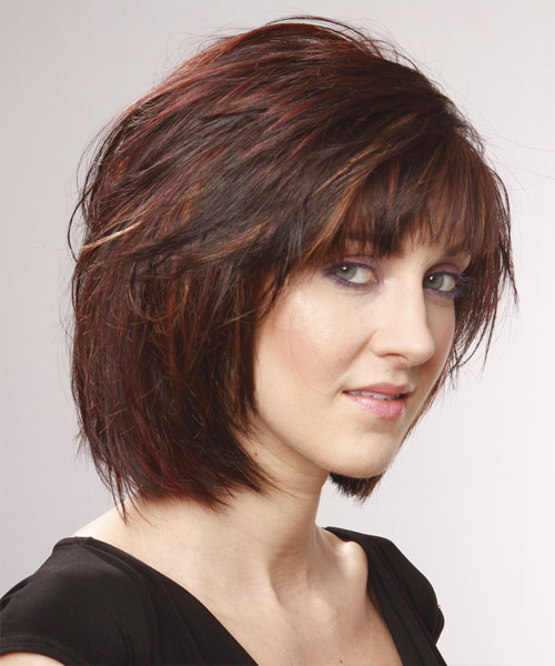 Medium Straight    Mahogany Red  Hairstyle - side view