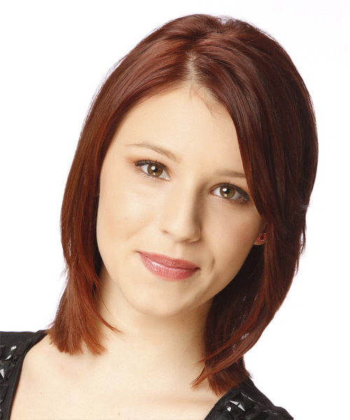 Medium Straight   Dark Auburn Red  Hairstyle