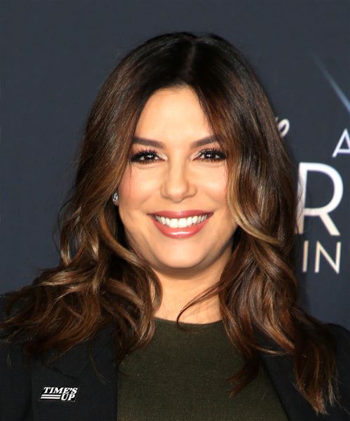 Eva Longoria Medium Wavy    Brunette   Hairstyle