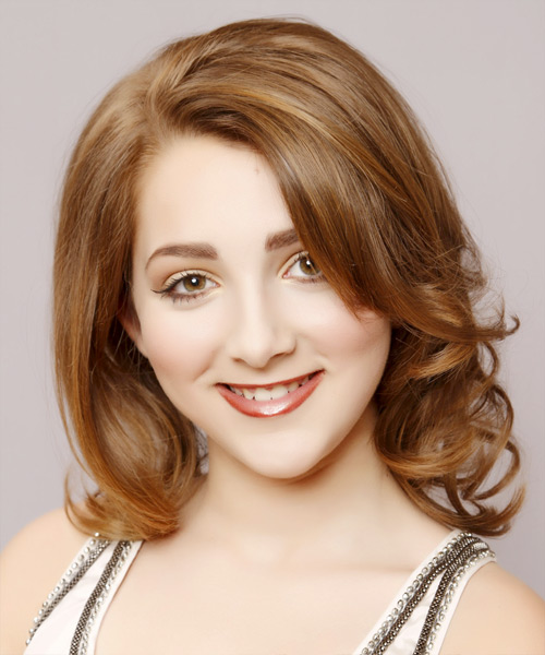 Medium Wavy   Light Caramel Brunette  Hairstyle