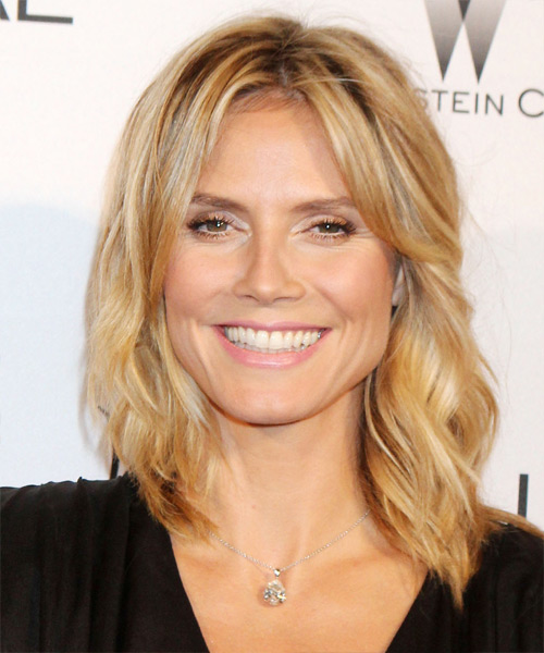 Heidi Klum Medium Wavy   Light Golden Blonde   Hairstyle