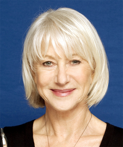 Helen Mirren Medium Straight   Light Platinum Blonde   Hairstyle