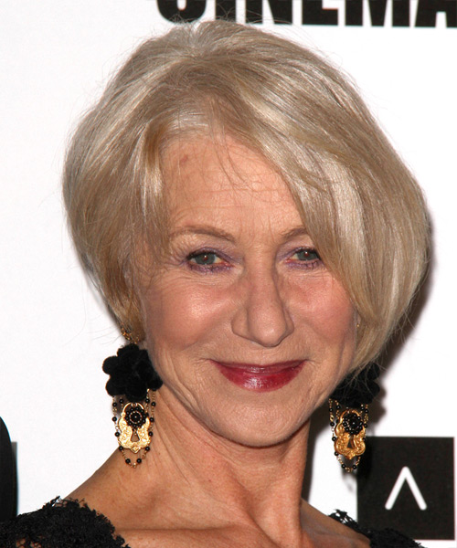 Helen Mirren Short Straight   Light Champagne Blonde   Hairstyle
