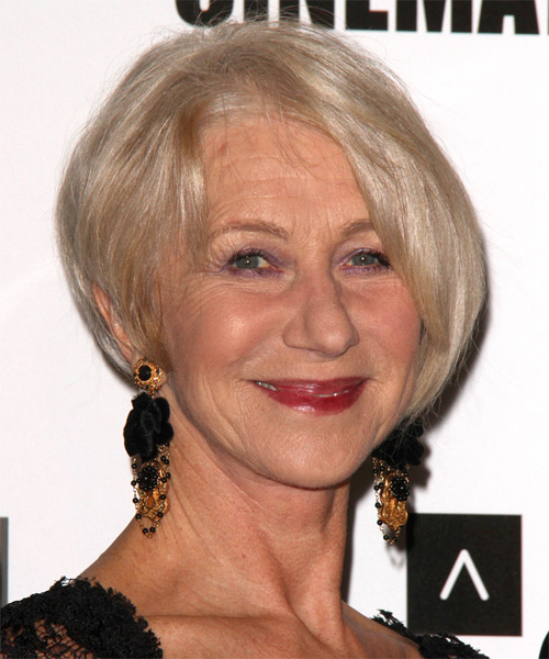 Helen Mirren Short Straight   Light Champagne Blonde   Hairstyle - side on view