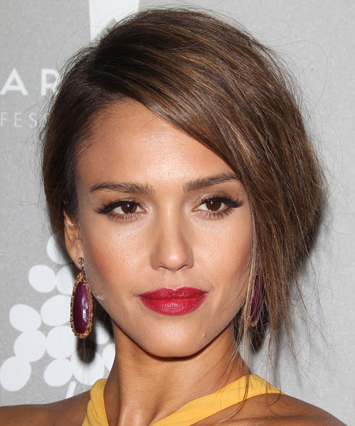Jessica Alba Long Straight    Brunette  Updo Hairstyle