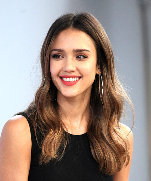 Jessica Alba Long Wavy    Brunette   Hairstyle