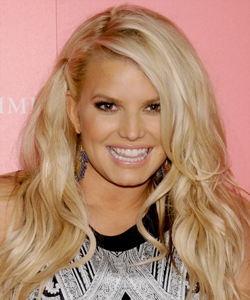 Jessica Simpson Long Straight   Light Golden Blonde   Hairstyle   with Light Blonde Highlights