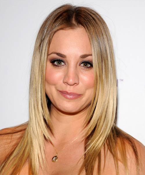 Kaley Cuoco Long Straight    Blonde   Hairstyle   with Light Blonde Highlights