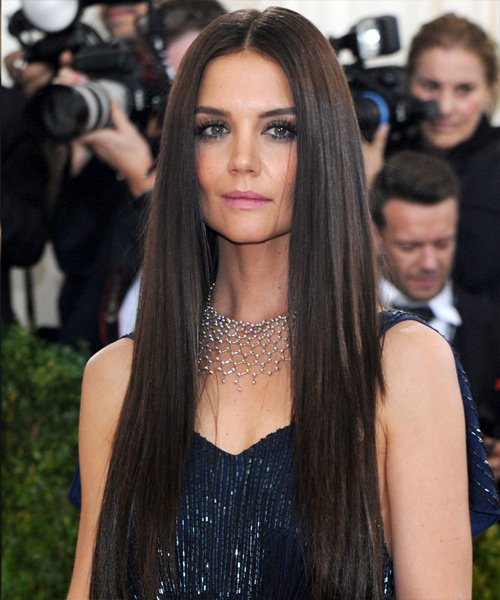 Katie Holmes Long Straight   Dark Chocolate Brunette   Hairstyle