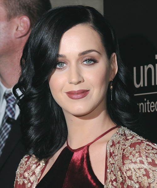 Katy Perry Medium Wavy   Black Ash    Hairstyle