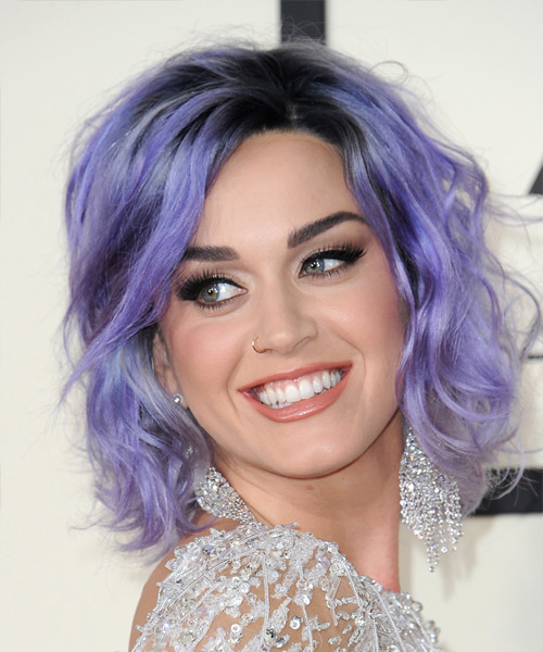 Katy Perry Medium Wavy   Purple    Hairstyle
