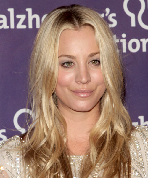 Kaley Cuoco Long Wavy    Golden Blonde   Hairstyle