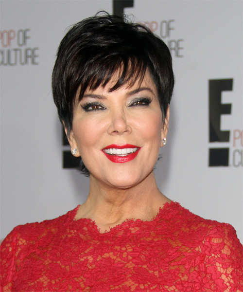 Kris Jenner Short Straight   Black    Hairstyle with Layered Bangs