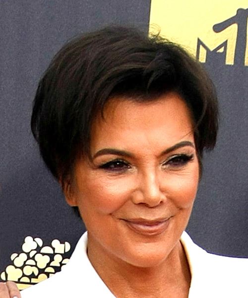 Kris Jenner      Brunette Pixie  Haircut - side on view