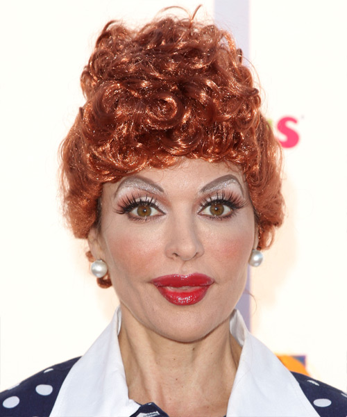 Lisa Rinna  Long Curly   Light Red  Updo Hairstyle