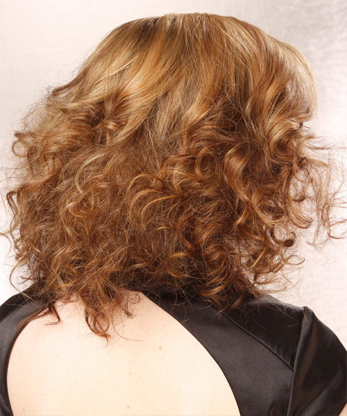 Medium Curly    Golden Blonde  Hairstyle   with Light Blonde Highlights - side view