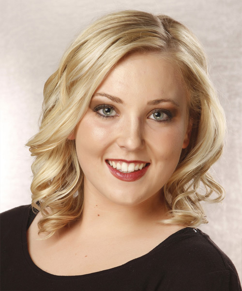Medium Wavy   Light Blonde  Hairstyle