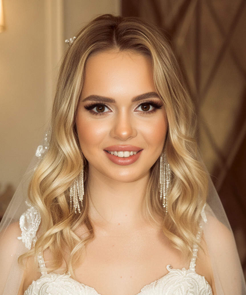 Classic Medium-Length Wedding Hairstyle